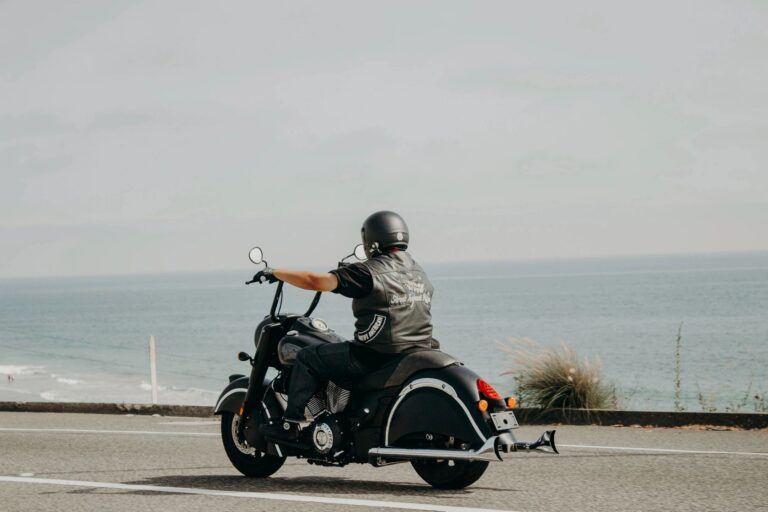 a man practicing motorcycle safety.