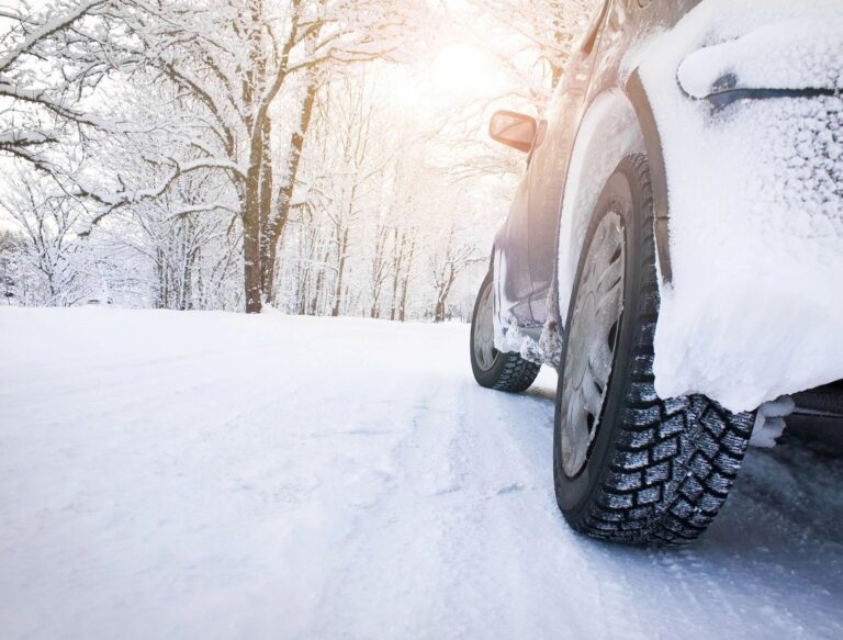 Car driving in the winter.